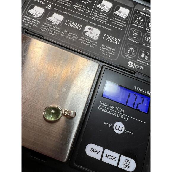 NEW Seafoam green gem tourmaline sterling silver pendant 1.72 grams - Picture 9 of 9